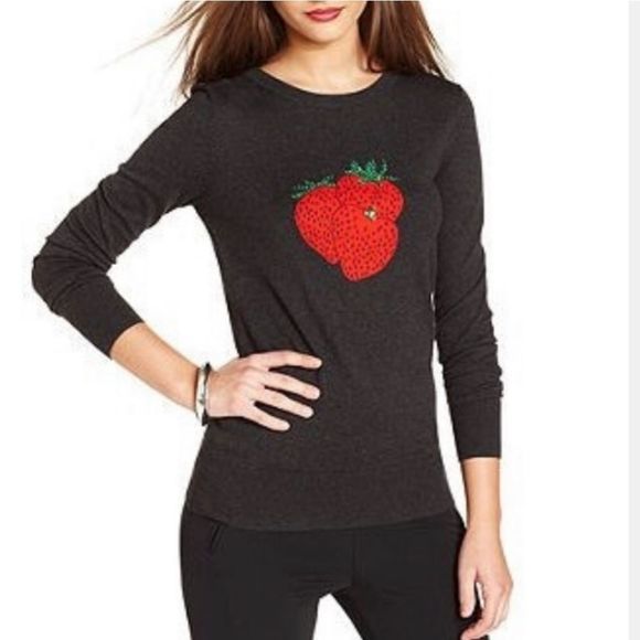 French Connection Sweaters - FRENCH CONNECTION strawberry sequin crew neck gray sweater S ASO TV